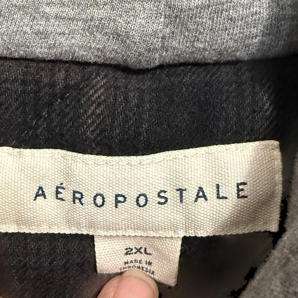 Aeropostale Men's Hooded Shacket Jacket Olive Flannel Lined Quilted Size 2X - Picture 3 of 8